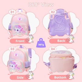 Hoseay Kids Backpack Children School Bags Cute Toddler Preschool Bookbag Girls Pink Horse Daypack Lightweight Small Rucksack with Bottle Pockets for Nursery Kindergarten Travel 2-6 years