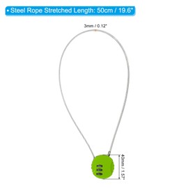 PATIKIL Combination Lock 20 Inch, 2 Pcs 3 Digit Outdoor Waterproof Code Padlock with Wire Rope for Luggage Gym Locker Fence Toolbox Backpack, Green