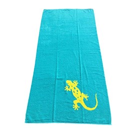 GECO Beach Towel "II" Size: 80 cm x 160 cm Colour: Turquoise T Fence with lime Green, 100 %Cotton Terry Sauna Towel Jacquard