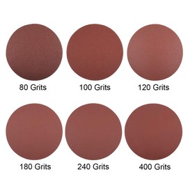 sourcing map 8" Hook and Loop Sanding Discs 80/100/120/180/240/400 Grit Aluminum Oxide Sandpaper for Random Orbit Sander Dry Polishing 30pcs