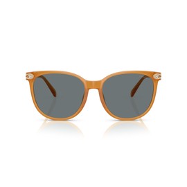 COACH Women's HC8414BD Round Sunglasses, Milky Amber/Grey Solid, 57 mm