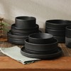 Gibson Elite Deerfield 16-Piece Stoneware Dinnerware Set – Matte Black