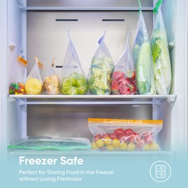 Lerine 26 Pack Reusable Freezer Bags Dishwasher Microwave Safe, Leakproof Extra-Large Food Storage Bags, Silicone and BPA Free Food Storage Bags for Meal Prep (10 Gallon 10 Sandwich 6 Snack Bags)