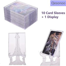 Cards Sleeves Top Loaders 10 Hard Acrylic Card Protector Clear Card Brick + 1 Display Stand Fit for Trading Cards,Standard Sports Cards,Baseball Card 