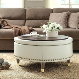 ALAMHI Wood Furniture Leg Sofa Legs 4 Inch Brown Round Tapered Mid-Century Modern Feet with Brass Base Replacement legs for Cabinets,Coffee Table,Ottoman,TV Stand,Loveseat,Armchair Set of 4