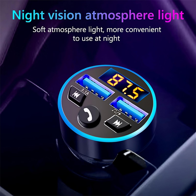 YCTech Bluetooth FM Transmitter, Universal Car Charger Adapter with Dual