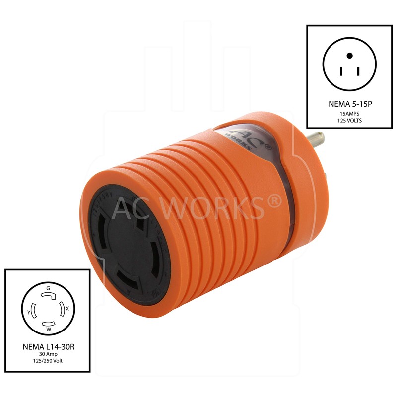 AC WORKS Generator to Transfer Switch L14-30 Inlet Box Adapter