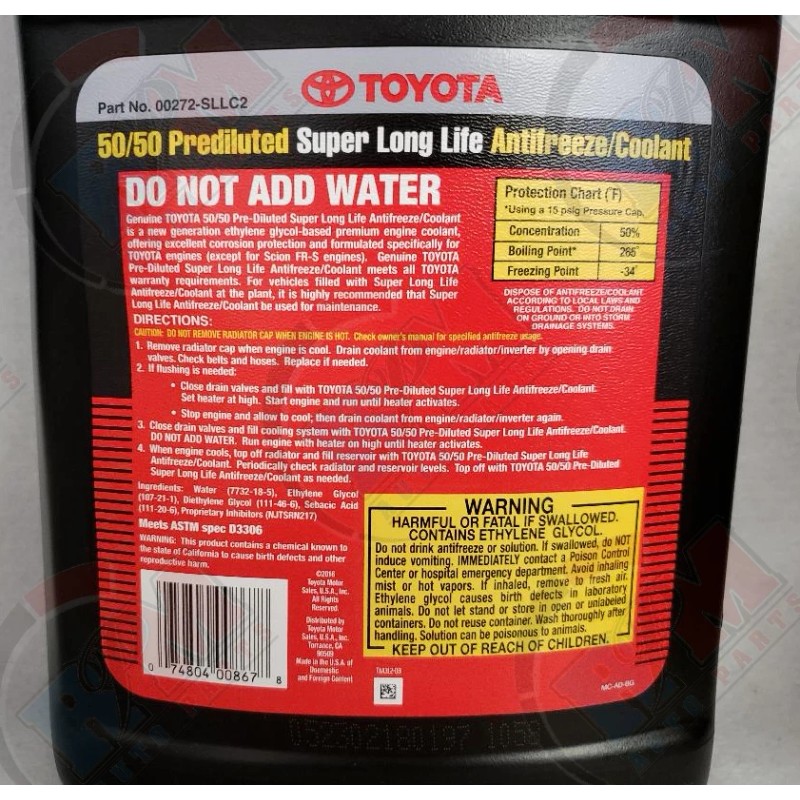 Genuine Super Long Life 50/50 Pink Antifreeze Coolant 2 Gallons