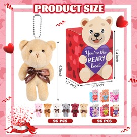 Halloscume 96 Sets Valentines Mini Bear Set, 4.7 Inch Plush Tiny Bears with Boxes Valentines Gift Cute Stuffed Mini animals Bulk for Valentine's Day Gift, Party Favors, Wedding Supplies, 6 Styles