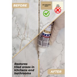 Tile Grout Repair, Beige 8.8 oz/250gr. Fast Drying Grout Repair Kit, Grout Filler Tube Repair Kit, Tile Grout Paint, Grout Sealer Restore and Renew Bathroom Floor, Tile Gaps, Joints, Lines