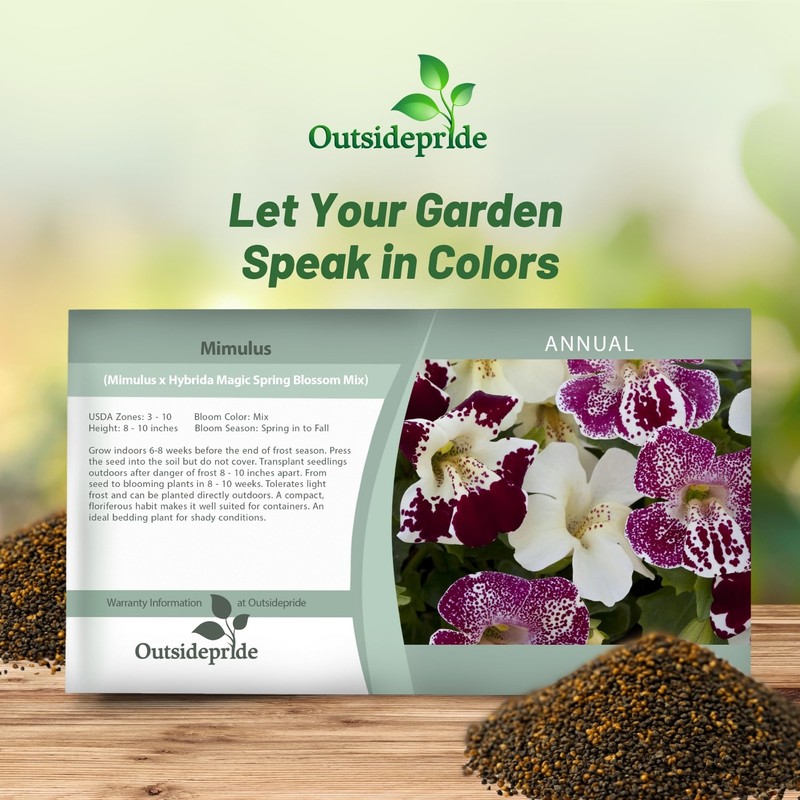Outsidepride Spring Mix Mimulus Seeds - 100 Pcs Annual, Compact,