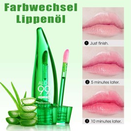 EONFAVE 2 Stück Aloe Vera Lip Oil, Magischer Farbwechsel Lipgloss, Lang Anhaltender Feuchtigkeitsspendendes Aloe Vera Lippenöl, Durchsichtig Glänzen und Befeuchten Lipgloss Mit Volumeneffekt, 10ML