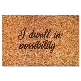 Welcome Mats Outdoor Entrance Door Mat I Dwell in Possibility. Floor Rugs Indoor Doormat for Front Door Entryway Patio, 36"x24"