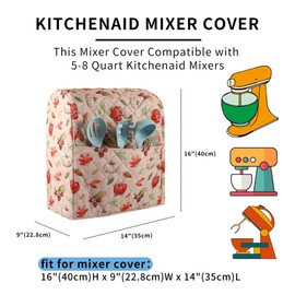 Cubierta mezcladora de ayuda de cocina, cubierta mezcladora de soporte de cocina compatible con mezcladores Kitchenaid Hamilton de 5 a 8 cuartos de galón, cubiertas de ayuda de cocina para batidora de pie con bolsillos, accesorios mezcladores de ayuda de