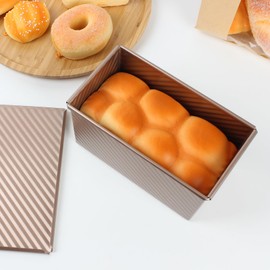 KVMORZE Carbon Steel Loaf Pan with Lid, Nonstick Bread Pan with 1 lb Dough Capacity, Rose Gold, 8.3x4.7x4.5in