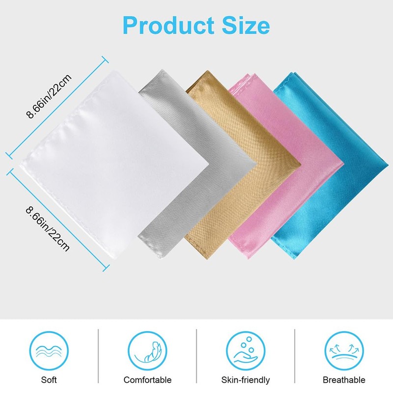 URAQT Pocket Square Plain Men's Pocket Square Holder Pre-Folded Fabric