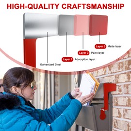 Galvanized Steel Folding Wall Mount Mailbox Flag, 180° Rotating Mailbox Flag for Unique Mailboxes, Stick On Mailbox Flag Mailbox Replacement Flag Kit, Tool Free Installation