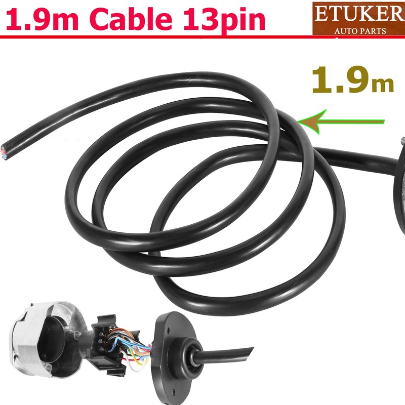 ETUKER 13-Pin Pre-Wired Towing Hitch Socket, Trailer Socket 13-Pin with