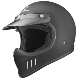 Bogotto FF980 Caferacer Cross Helmet, Matte Black, XL