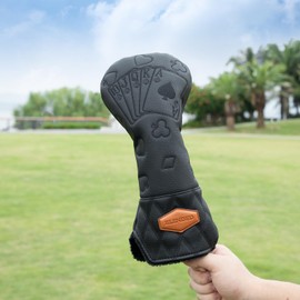 BAIRBRE Golf Club Covers Poker Golf Head Covers Driver Covers Fariway Wood Headcover Hybrid Covers Leather Golf Headcover with Number Tag for All Brand