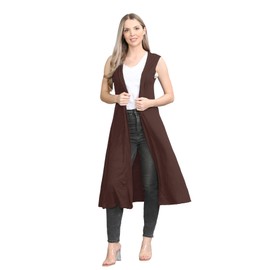 Hamishkane® Women's Cardigans - Elegant and Comfortable Sleeveless Open Collared Maxi Boyfriend Cardigans for Women UK - Ideal Lightweight Summer Cardigans for Women UK Brown