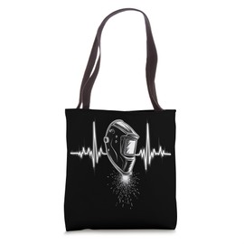 Welding Helmet Heartbeat Tote Bag