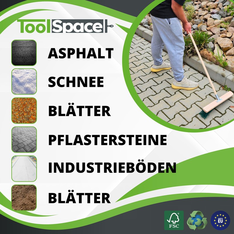 ToolSpace Street Broom 30 cm – 1 Piece – Wooden