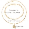 JeeweLife P Initial Necklaces 18K Gold Plated Layered Paperclip Chain