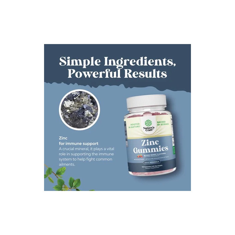 Natures Craft Gomitas De Zinc Para Adultos - 50 Mg