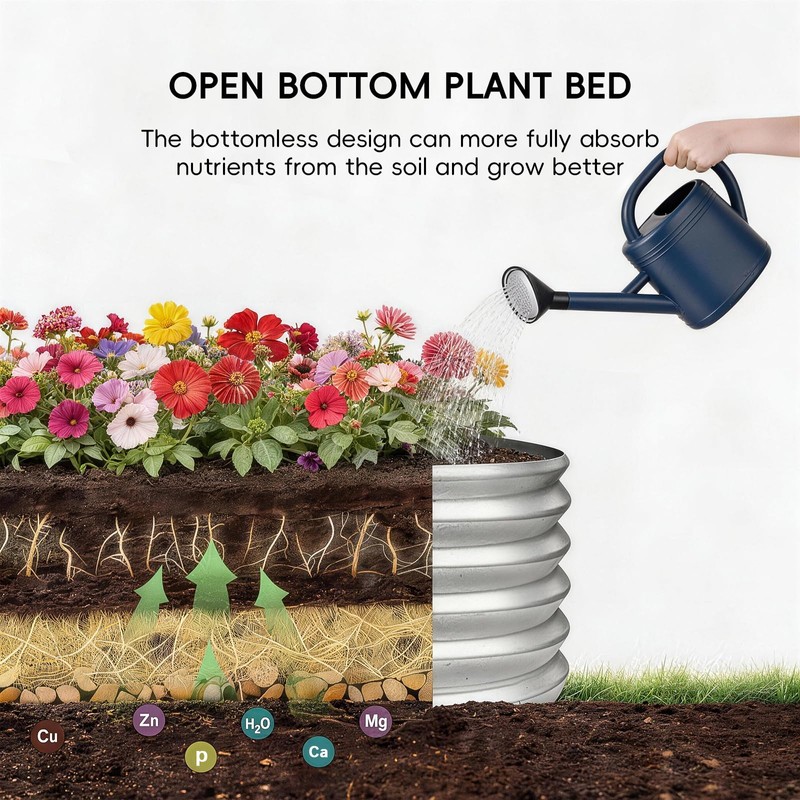 AHEONLAR 3Pack 2x2x1 ft Round Galvanized Raised Garden Bed Kit