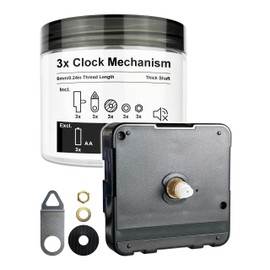 MCDFL Clock Mechanism Replacement 3 Set Quartz Movement Silent Battery Operated Non-Ticking Powered Wall Watch Motor Hands Insert DIY Clocks Making Works Repair Parts Kit 6mm/0.24in Thread Length 227S