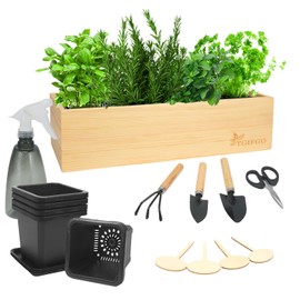Herb Garden Planter Indoor Kit,Indoor Garden kit Come with Wooden Box &17 Planting Tools,Indoor & Outdoor Herb Planter for Kitchen Windowsill,Herb Plant Pot for Gardener,DIY Indoor Grow Kit Gifts