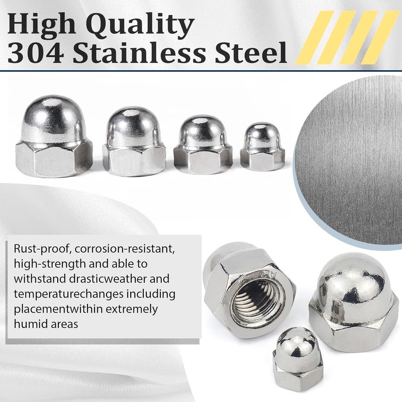 Hmevsafinect 1/4-20 Acorn Cap Nuts,304 Stainless Steel 18-8 Acorn Cap