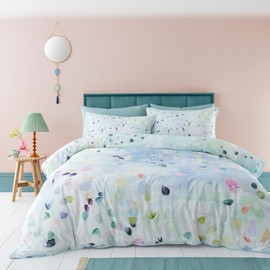 Appletree - Duck Egg Spring Duvet Cover - Single Bedding Size (140 x 200cm) - Soft 100% Cotton - 1 Pillowcase - Contemporary Floral Duvet Cover in Blue - Blue Bedding