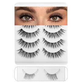 Frihappy Wispy Mink Lashes - Natural False Eyelashes, 5 Pairs with Half Lashes Gift