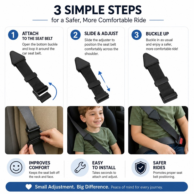 Seat Belt Adjuster for Kids – Universal Shoulder Strap Positioning