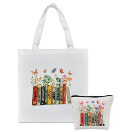 ADERTOS Tote Bag Canvas 37 x 33 cm Shopping Bag Canvas Tote Bag Shoulder Bag Women's Fabric Bag Flowers and Butterflies Shoulder Bag Shopping Bag for Laundry Sports Shopping Food, beige