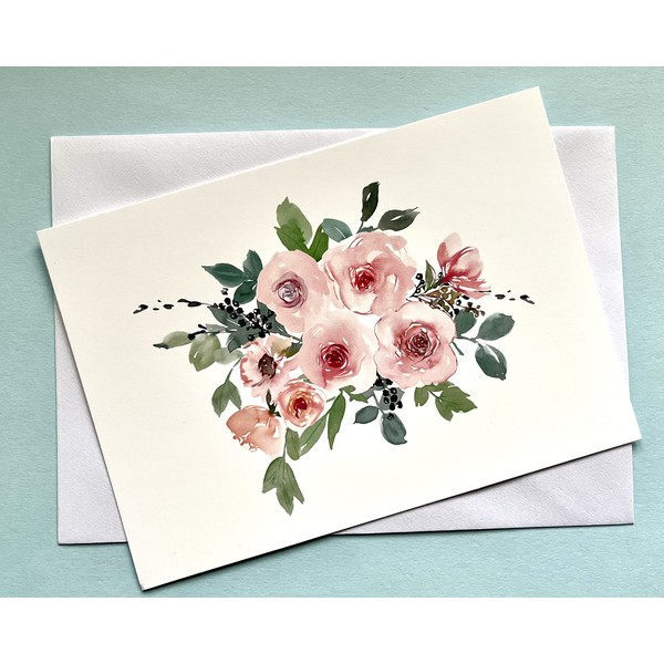 Beautiful Pink Floral Elegant Blank Note Cards Pack with Envelopes