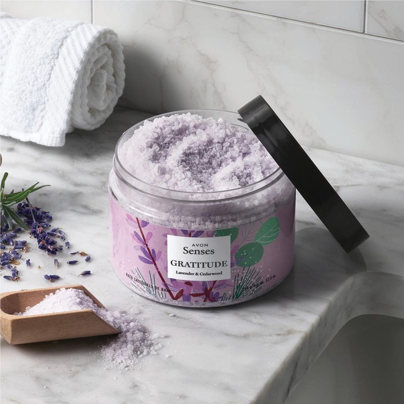Avon Senses Gratitude Lavender & Cedarwood Bath Salts, 12.5 oz