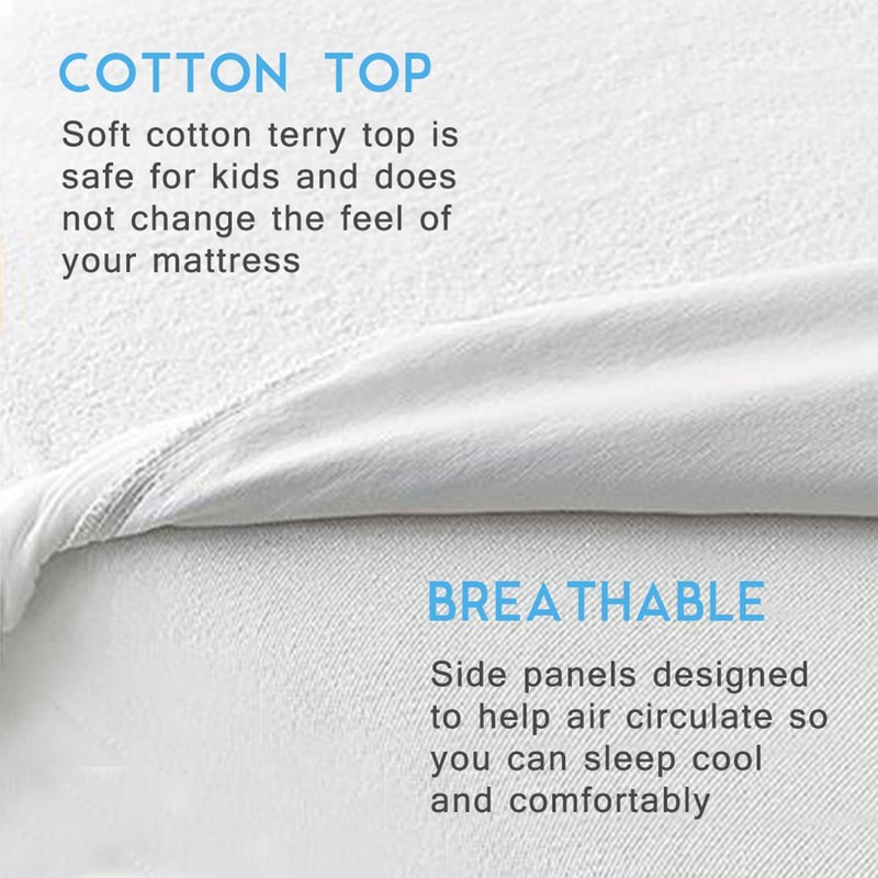 Bedecor Single Mattress Protector, Cotton Terry Waterproof Mattress Protector Single