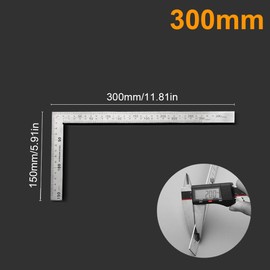 Smgda 11.8 inches (30 cm) 90 Degree Stainless Steel Curving Scale L-Shaped Ruler Angle Measuring Ideal for Woodworking, Cutting, Drafting, DIY