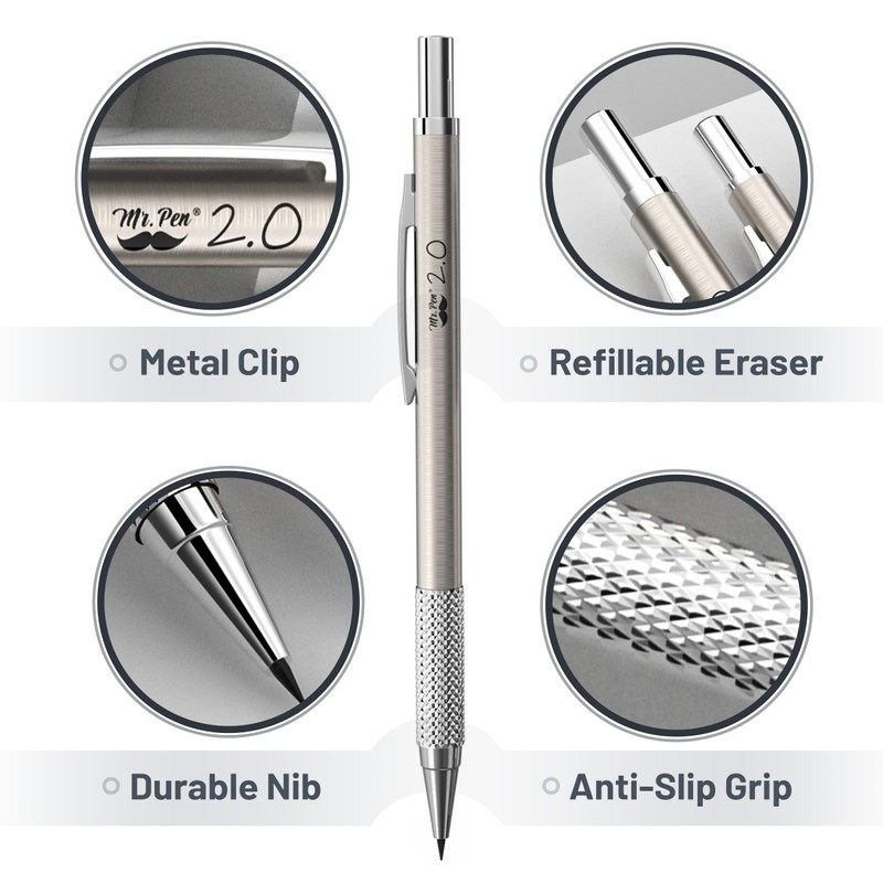 Mr. Pen- Metal Mechanical Pencil Set with Lead and Eraser