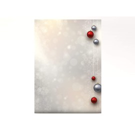 High Quality Christmas Baubles Red & Silver Christmas Writing Paper 100 Sheets DIN A4, 90g/qm Fürlaser/Ink/Copy/Hand