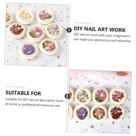 FOMIYES Nail Dry Petals 8pcs Dried Pressed Flower Stickers Nail Art Flower Decals