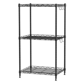FIOCNOLE 3 Tier Standing Metal Wire Shelving Unit, Adjustable Height, Storage Shelf Units for Laundry Bathroom Kitchen Pantry closet (11.6" D x 16.6" W x 33.6" H inches, Black)