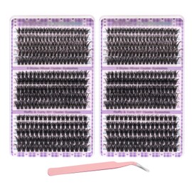 GWAWG 240 Stück künstliche Wimpern, einzeln, 60D, 80D, 100D, Bouquet, gemischte D-Curl, Wimpernverlängerung mit Pinzette, Wimpern Cluster DIY zum selbst Anbringen für Anfänger, Mädchen und Frauen