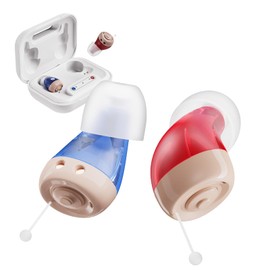 Hearing Aids for Seniors Rechargeable, Audien Mini Hearing Amplifiers with Comfortable Wear Design, Noise Cancellation for Aid & Assist Hearing, 3-Level Volume Control and Auto-On/Off, with Portable Charging Case (White)