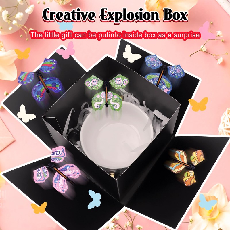Black Flying Butterfly Explosion Gift Box - Flying Butterfly Christmas