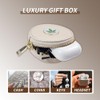 Yulinmon Beige PU Leather Round Coin Purse with Braided Wrist