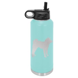 Akita Dog Insulated Water Bottle | Stainless Steel | Akita Dog Lover | Akita Gifts (32 oz, Teal)